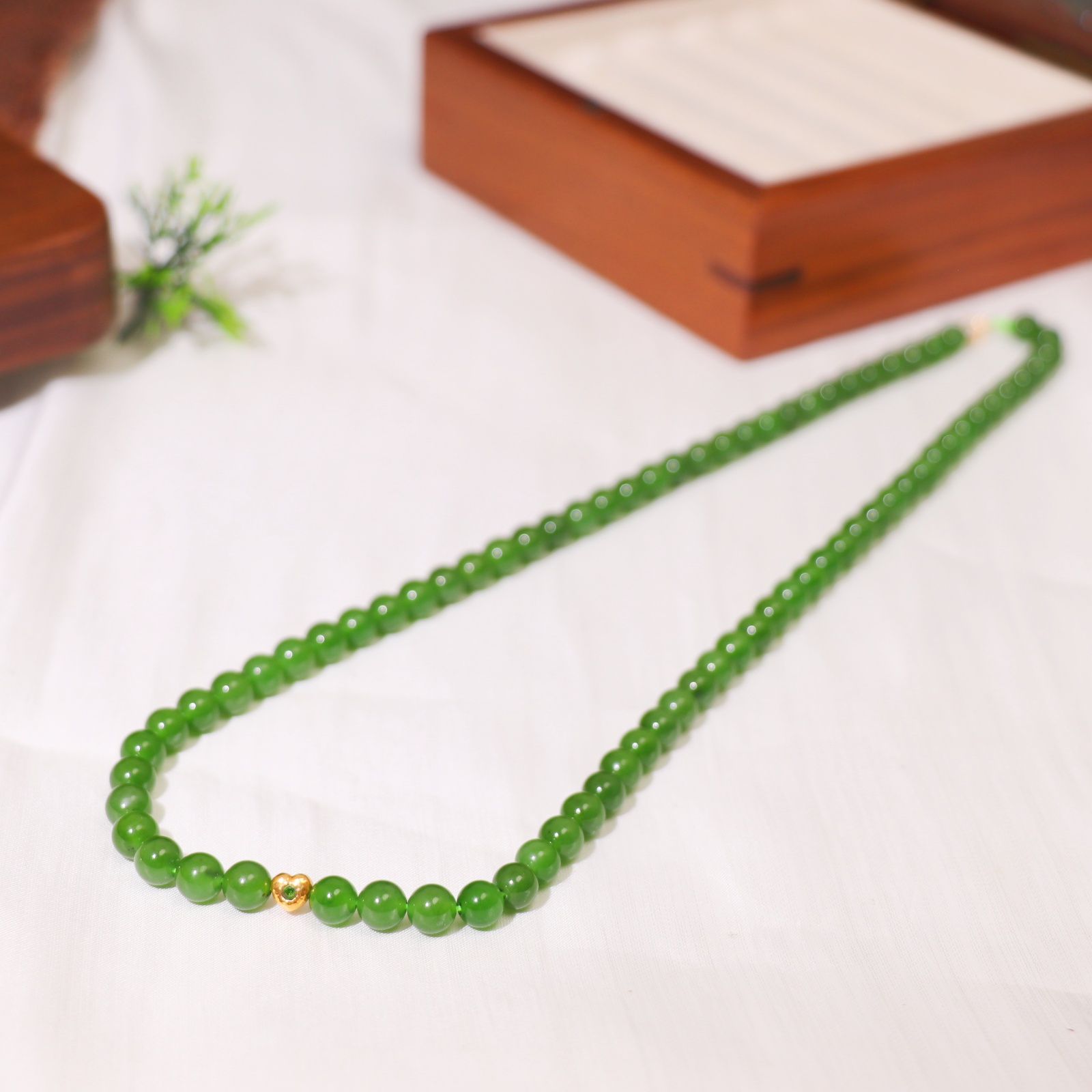 【熊总夫妇】碧玉18K金时尚轻奢项链-约6mm