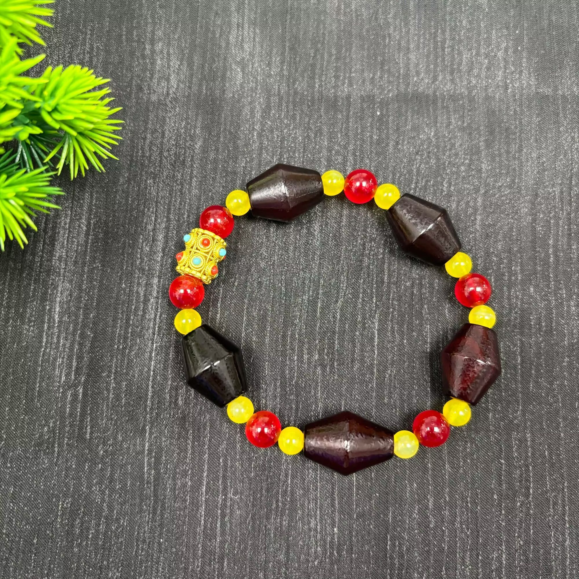 【福小满】TC14029福小满血离子带田黄手串(多样性发其一）