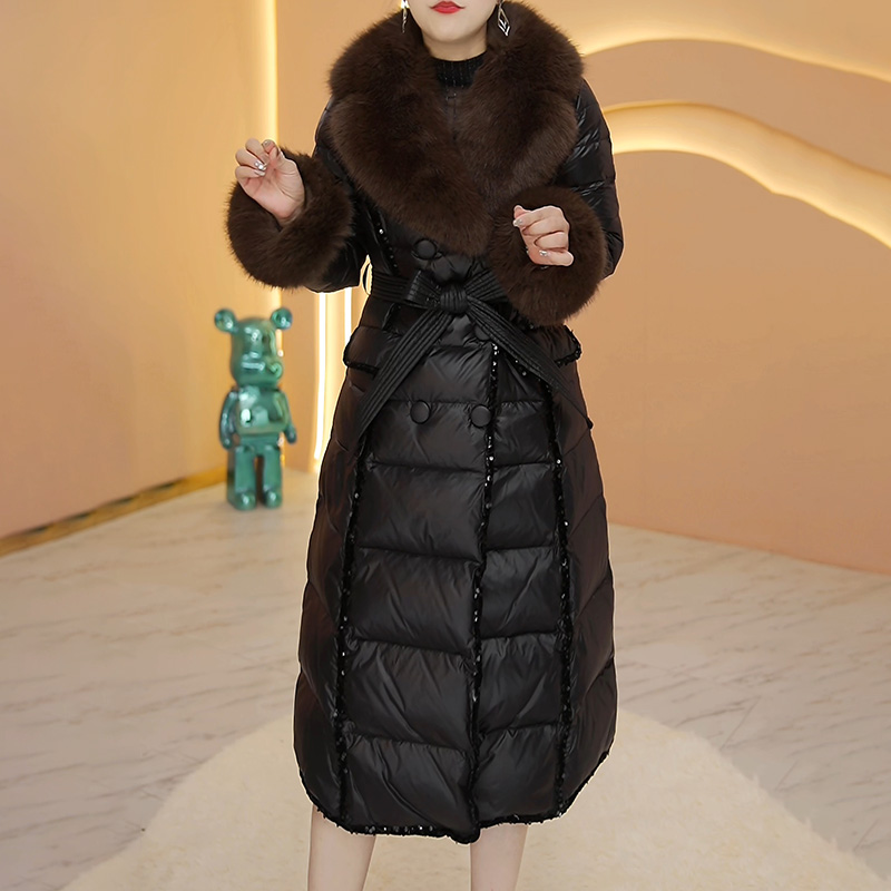 YDY2268羽绒服女2025新款冬季今年流行爆款中长款加厚带毛领外套