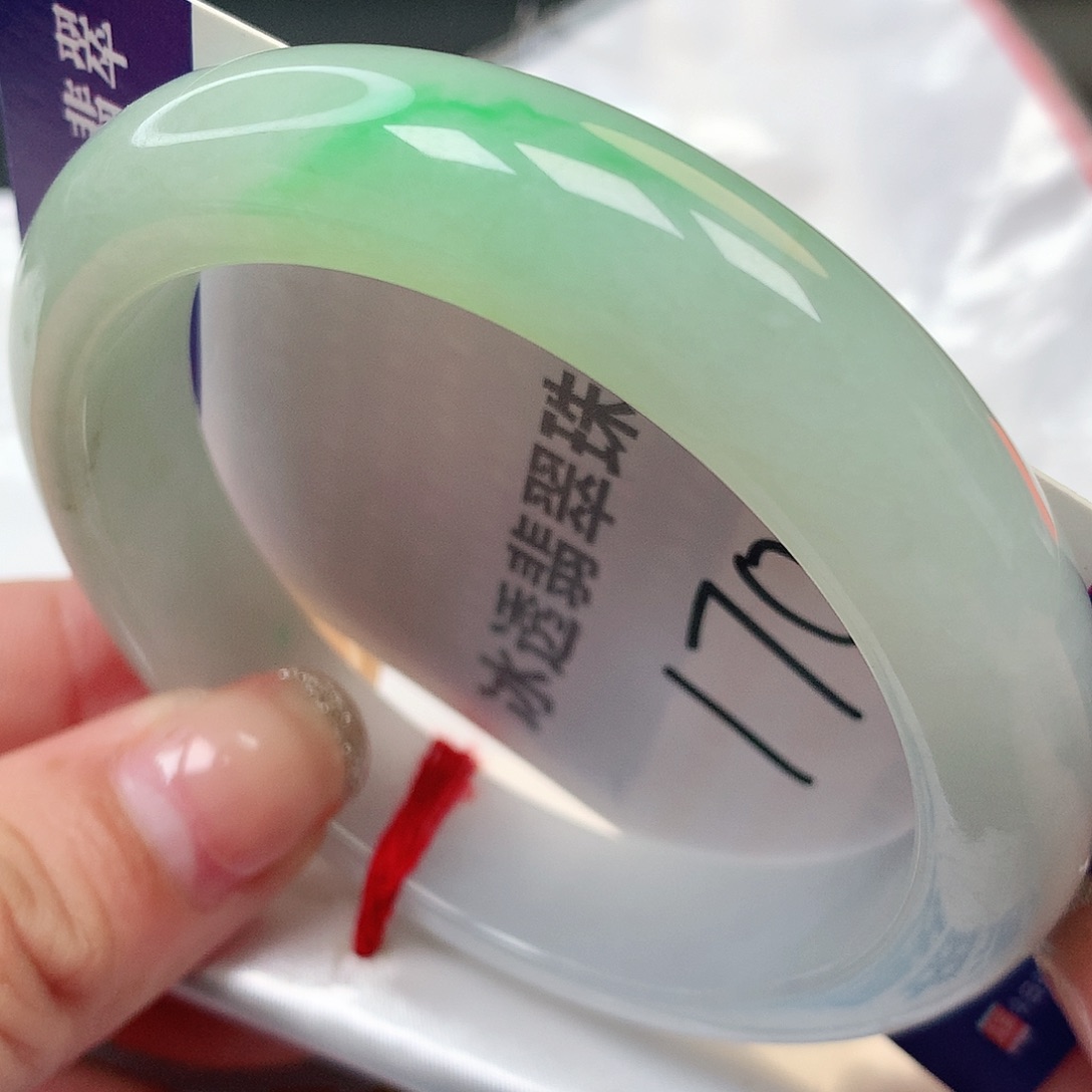 未镶嵌手镯翡翠缅甸纯天然A货翡翠冰胶飘绿170号