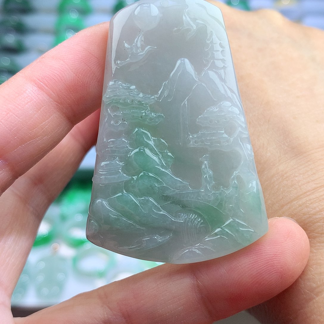 未镶嵌戒指翡翠山水牌