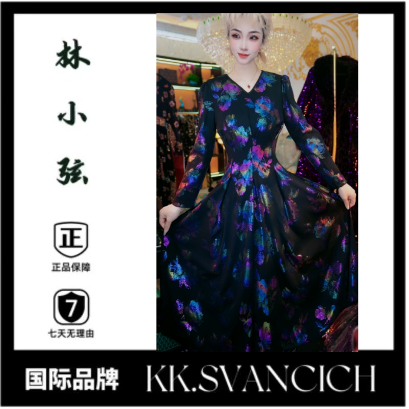 897高级花紫色礼服妈妈装长裙大码大摆裙时尚妈妈装高端晚宴装