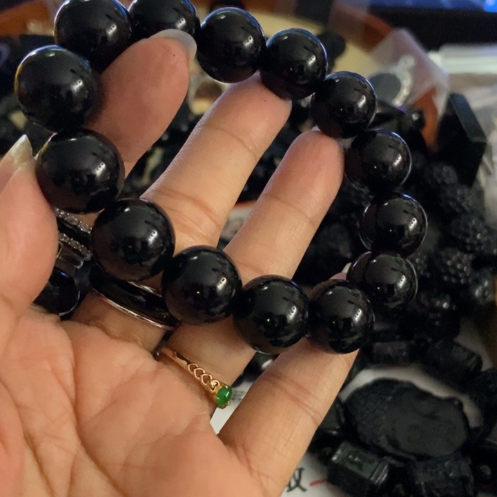 N***x翡翠未镶嵌手链墨翠15.16