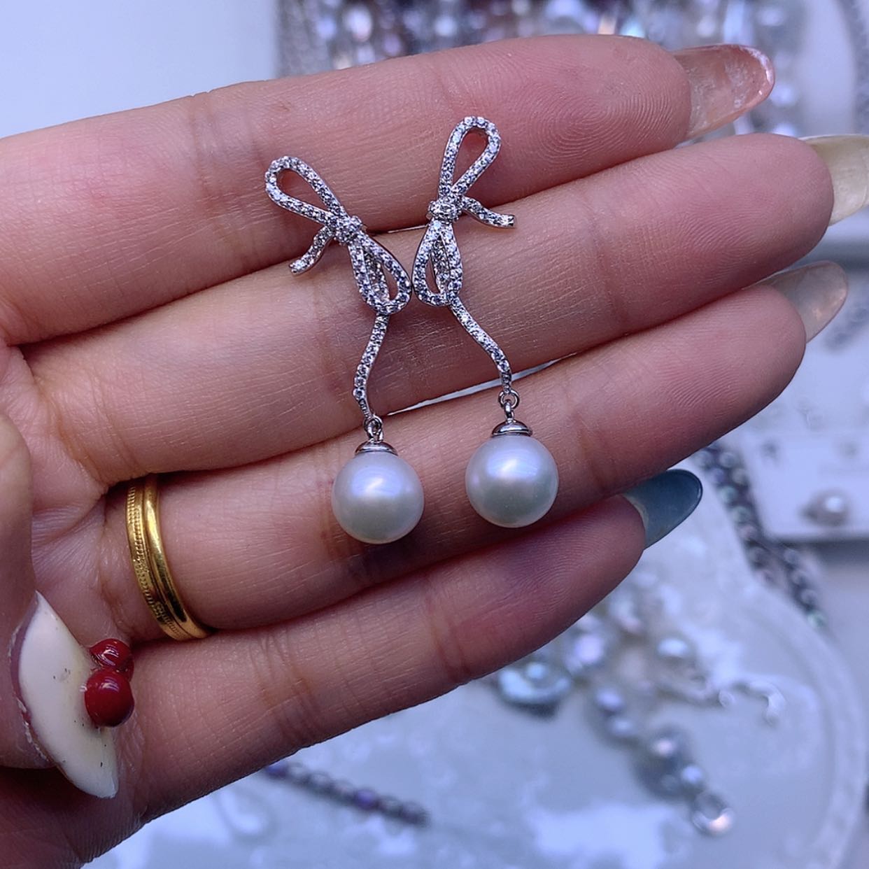 【闪购商品】淡水珍珠耳饰银S925镶嵌