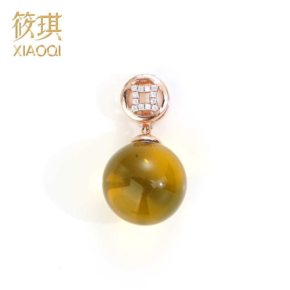 孤品银925蓝珀吊坠（不含链）11621