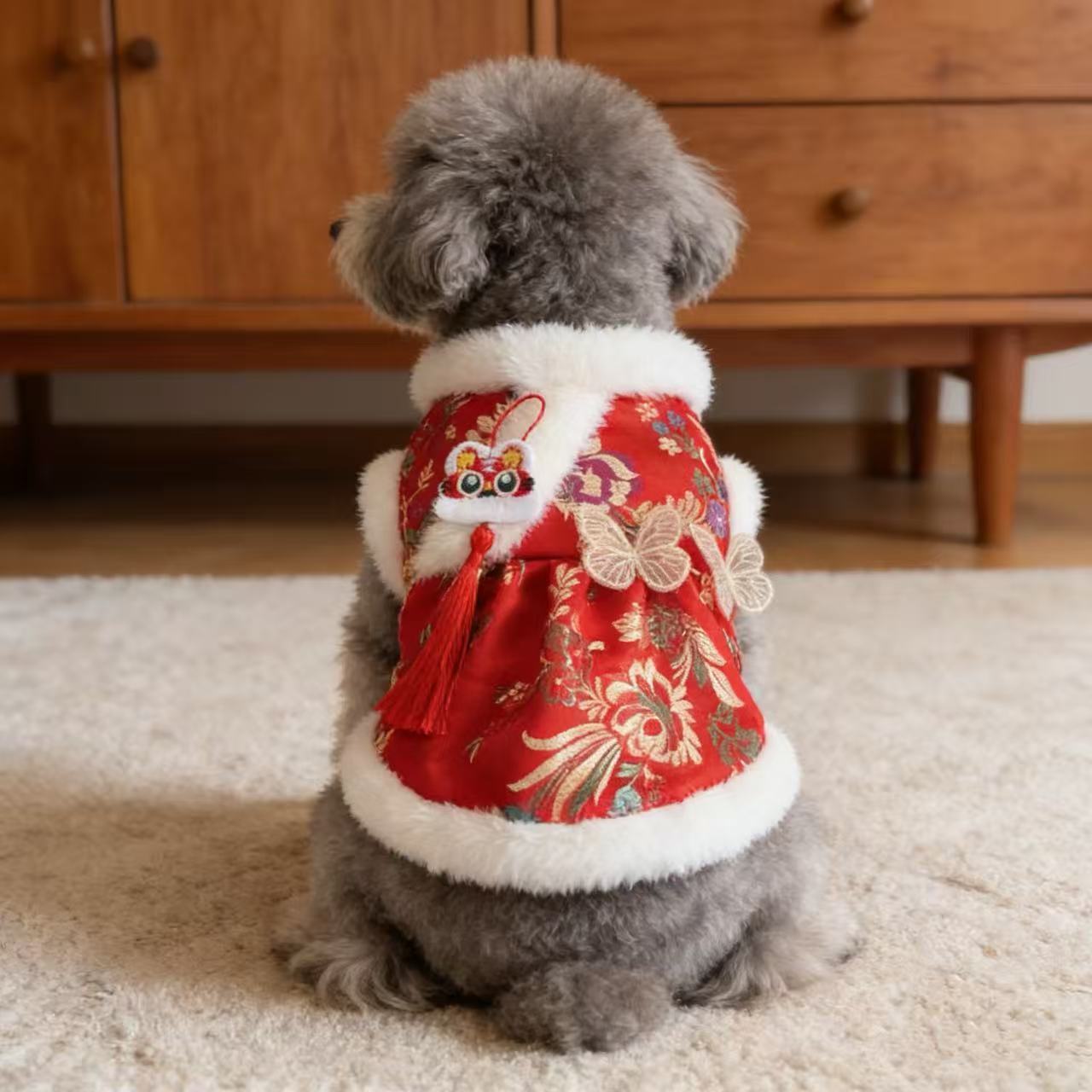 狗狗衣服秋冬装泰迪比熊博美小型犬布偶英短猫咪衣服加绒保暖唐装