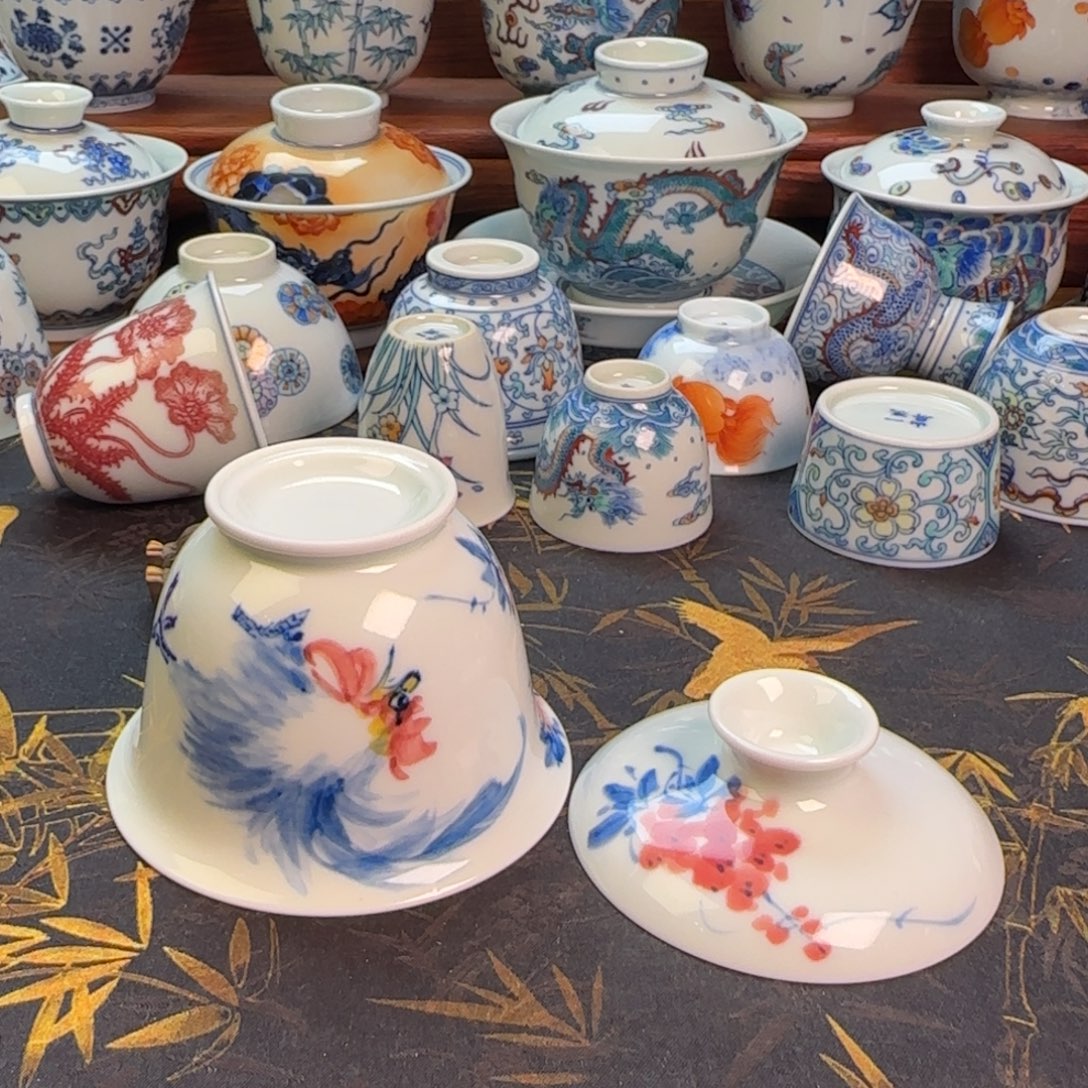 小岩茶盖碗大公鸡