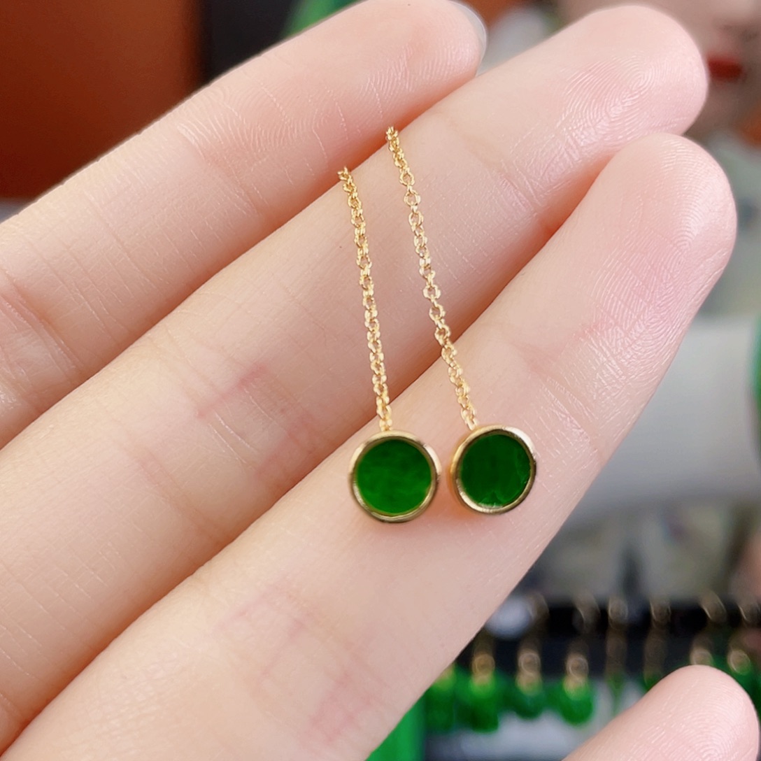 翡翠银S925镶嵌耳饰