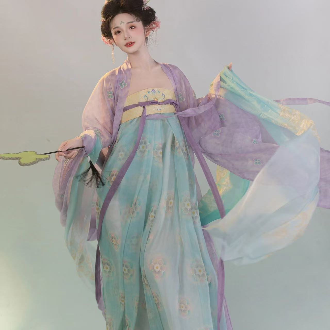 夏季新款【紫薇】一片式唐制齐胸八破裙超仙汉服南北朝大袖衫套装