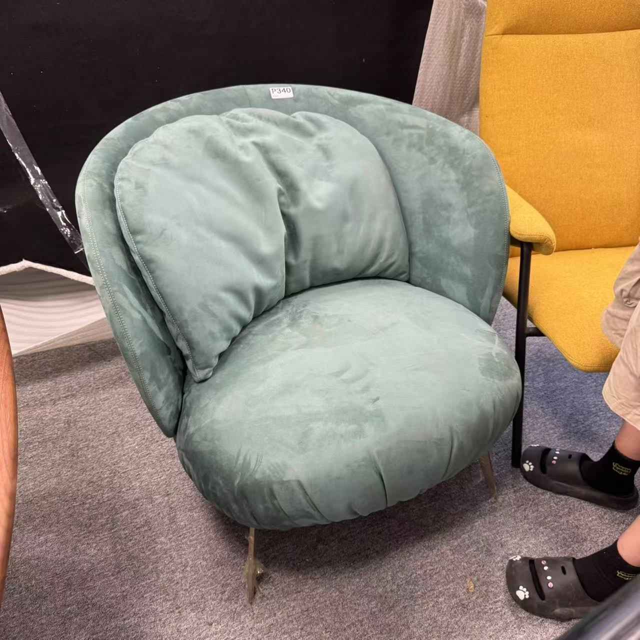 P340#布艺沙发绿色休闲椅【不包安装】库存尾货（八楼）
