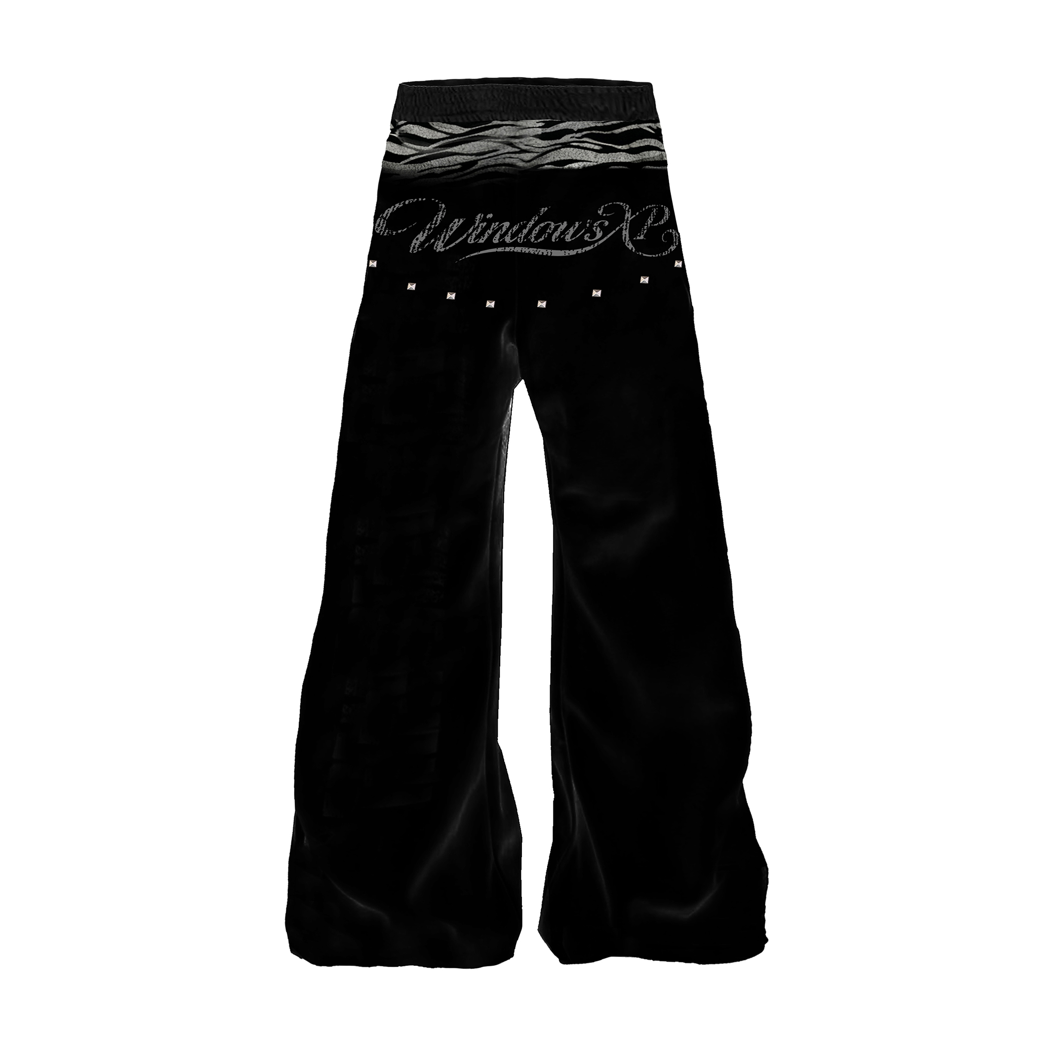 PAIKI「凛冬圣痕」虎纹丝绒拼接假双腰视觉亚文化宽松秋冬裤子男