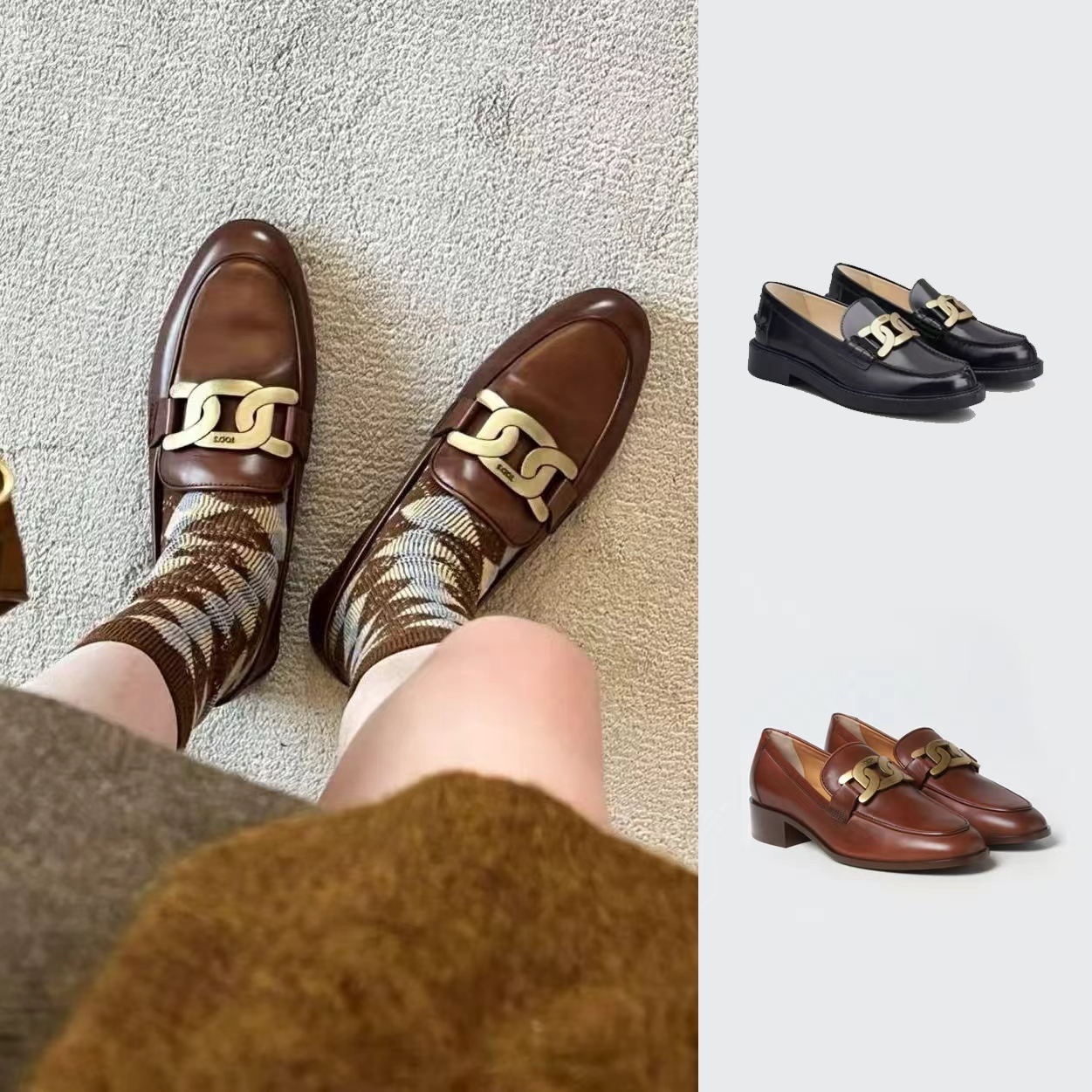 未使用 TOD’S/托德斯 国现Tods 经典款女士牛皮乐福鞋 