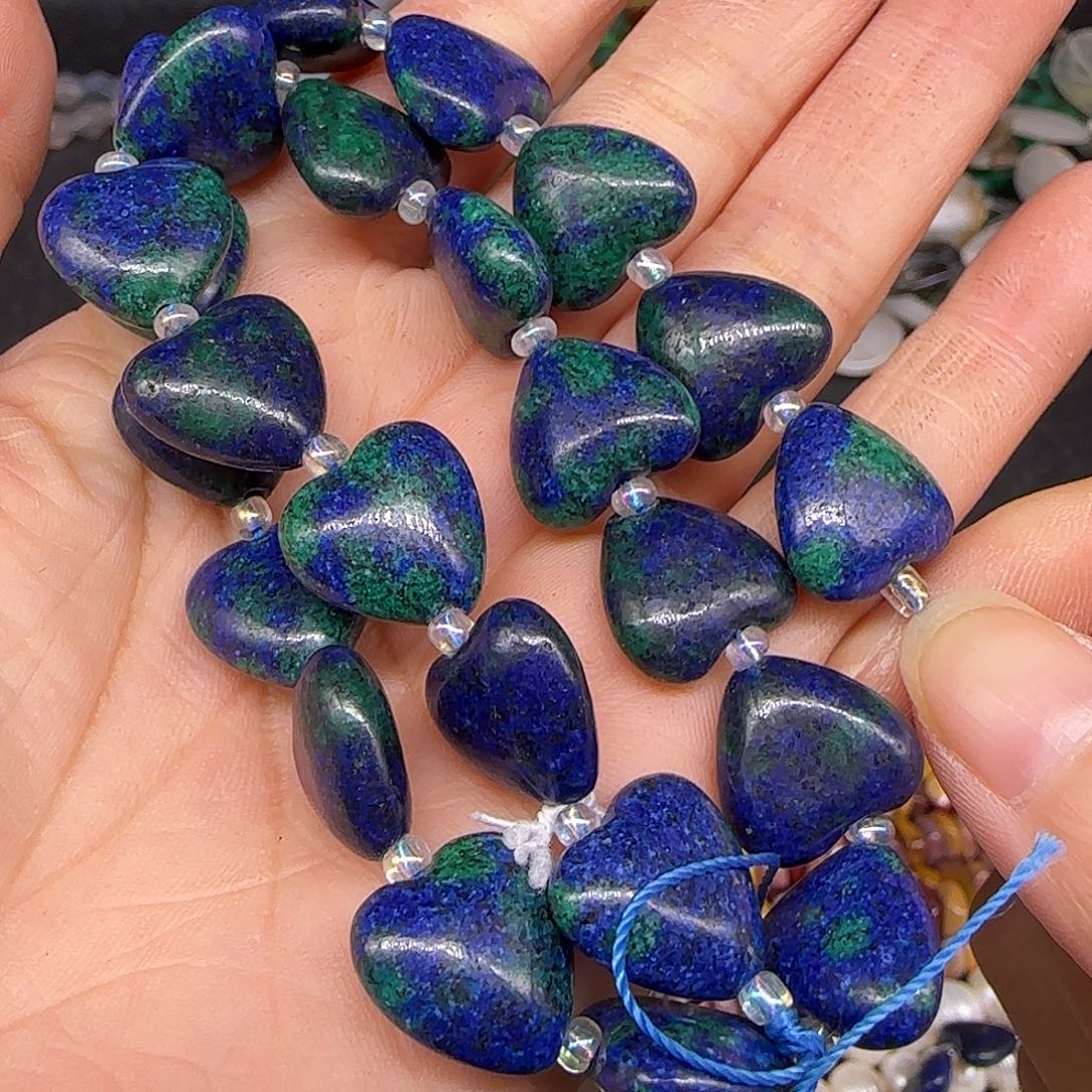 玛瑙/玉髓合金珠宝半成品凤凰青金14mm爱心一条