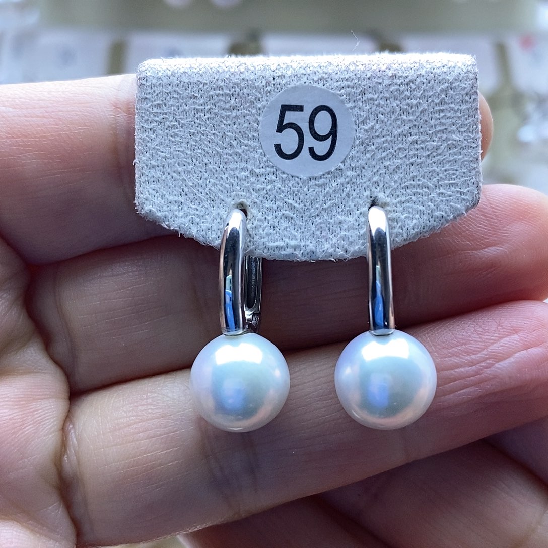 淡水珍珠耳饰银S925镶嵌