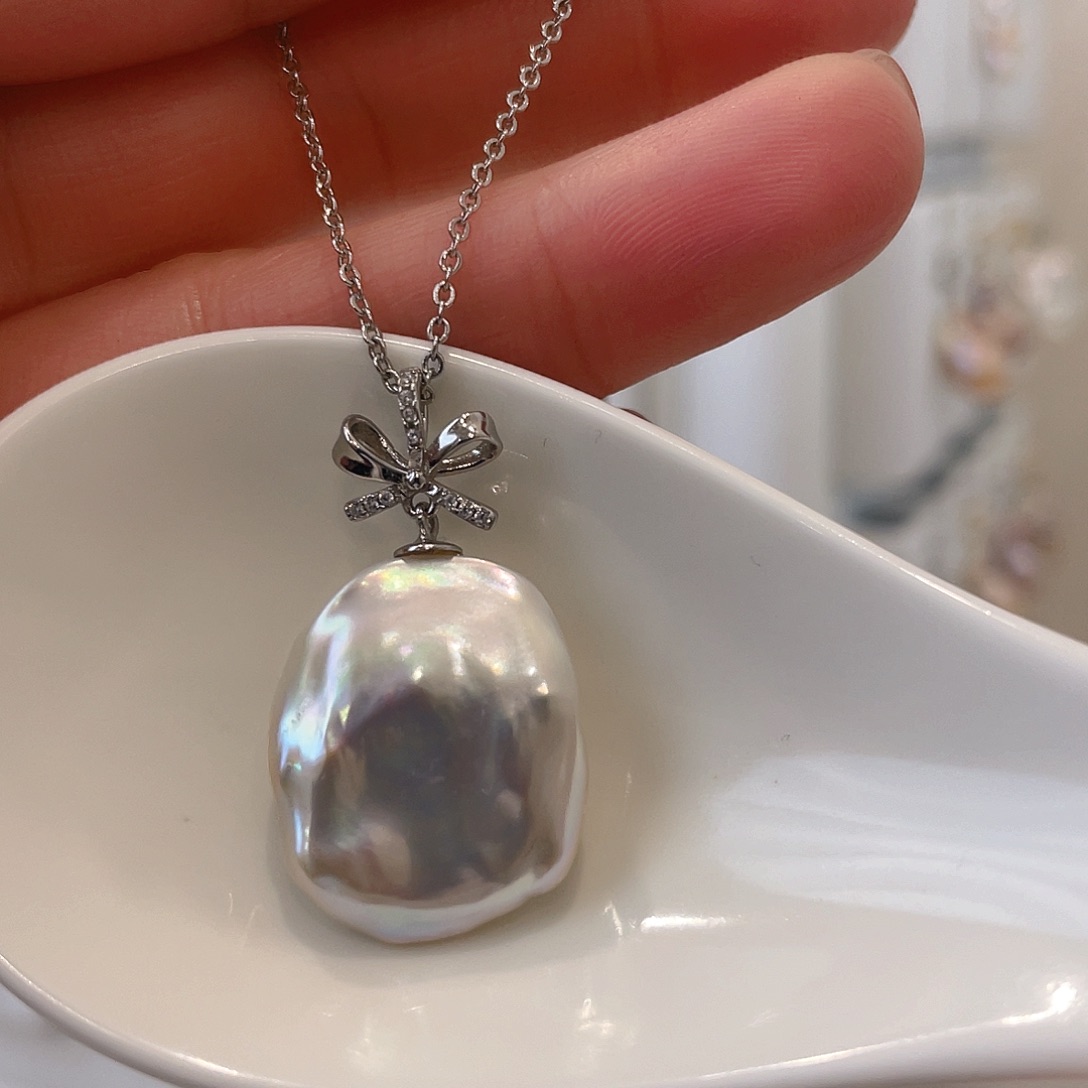 淡水珍珠天然珍珠巴洛克银S925镶嵌