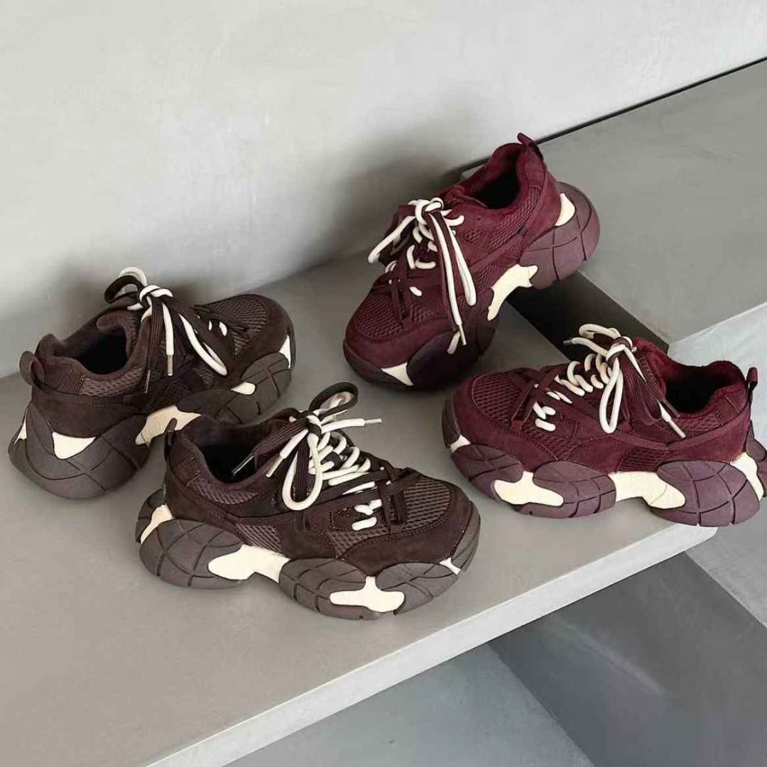 时尚潮鞋加绒休闲老爹鞋厚底舒适运动鞋2025秋冬新款女鞋百搭6261