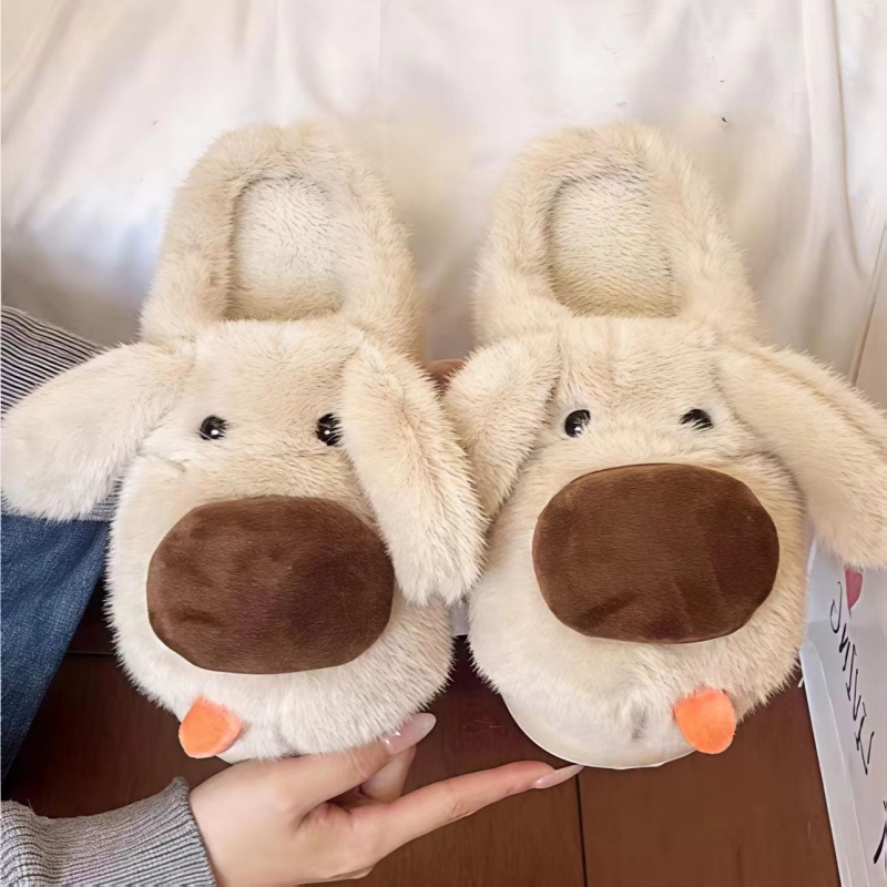 401-600厚底加绒防滑毛绒保暖居家外穿包跟棉拖鞋冬季