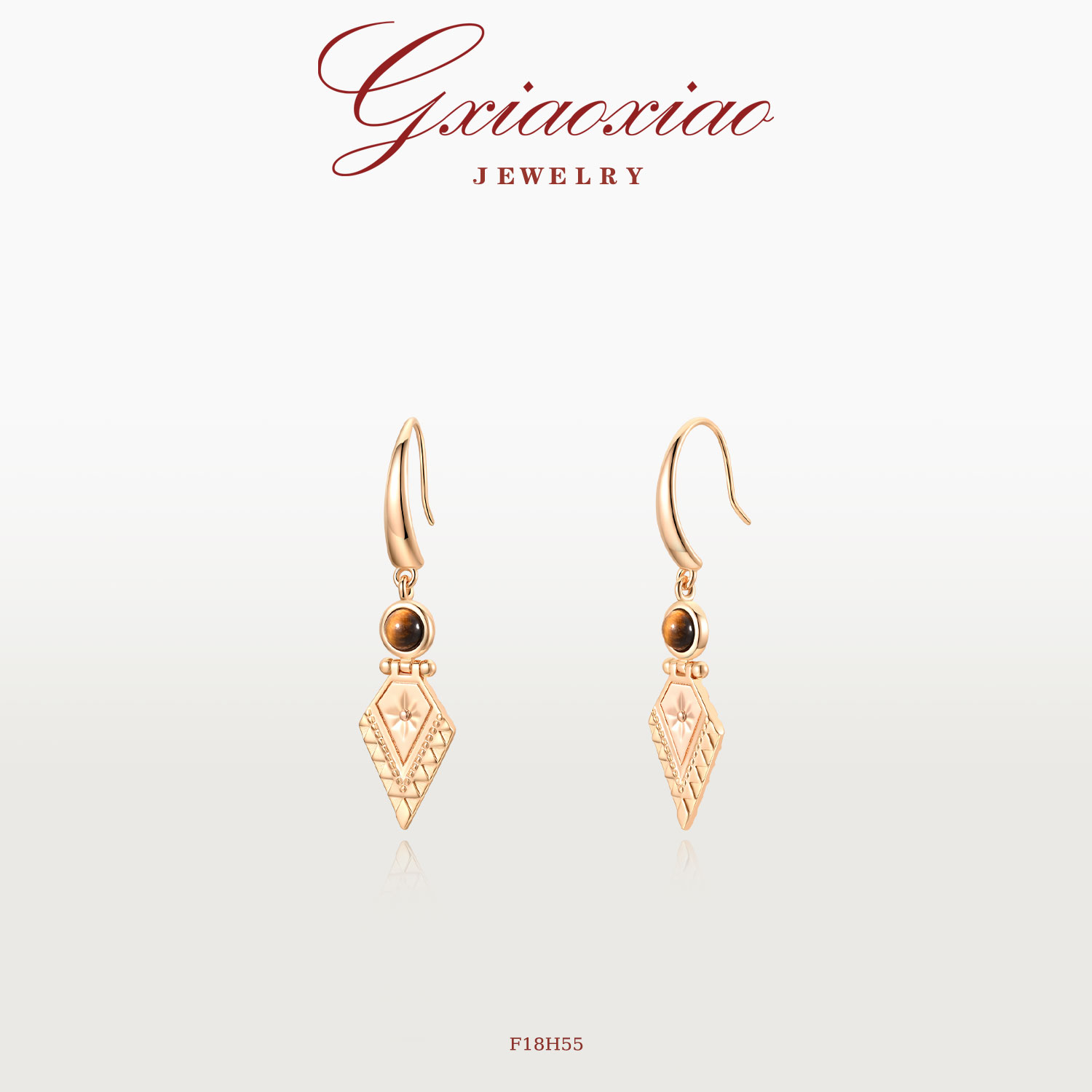 G XIAOXIAO 镀K金 法式气质小众轻奢波西米亚风菱形耳环 F18H55