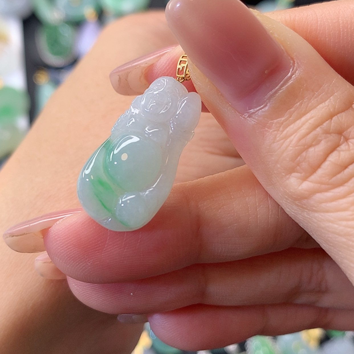 【闪购商品】翡翠吊坠(赠链)18K金镶嵌