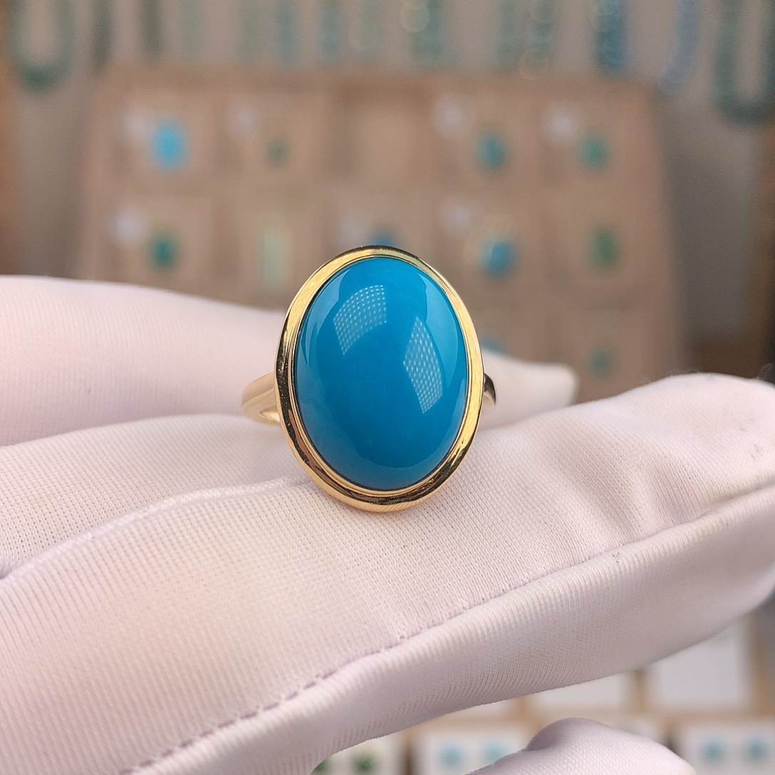 绿松石18K金镶嵌戒指