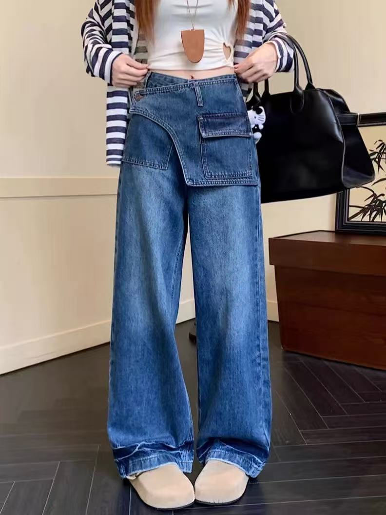 瑕疵品【品退拉黑】【直播链接】秋冬工厂尾货潮流宽松阔腿微喇牛仔裤