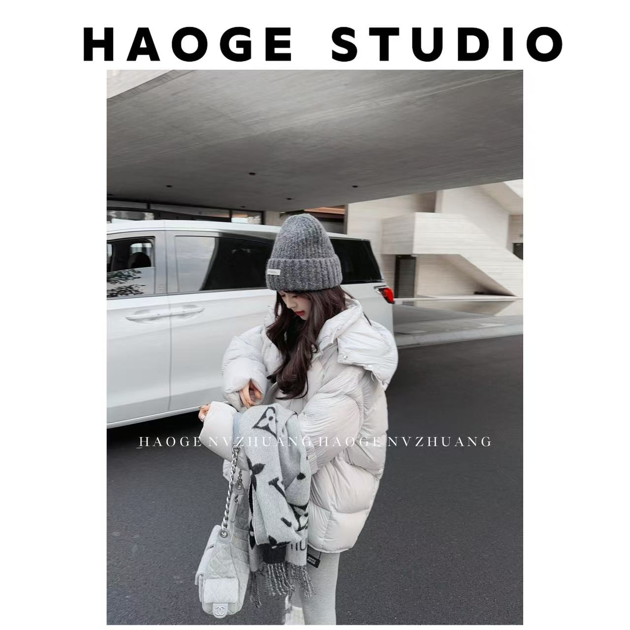 【婉儿】●云朵抱抱HGD5YRF8496A纯色简约连帽羽绒服时尚短款休闲