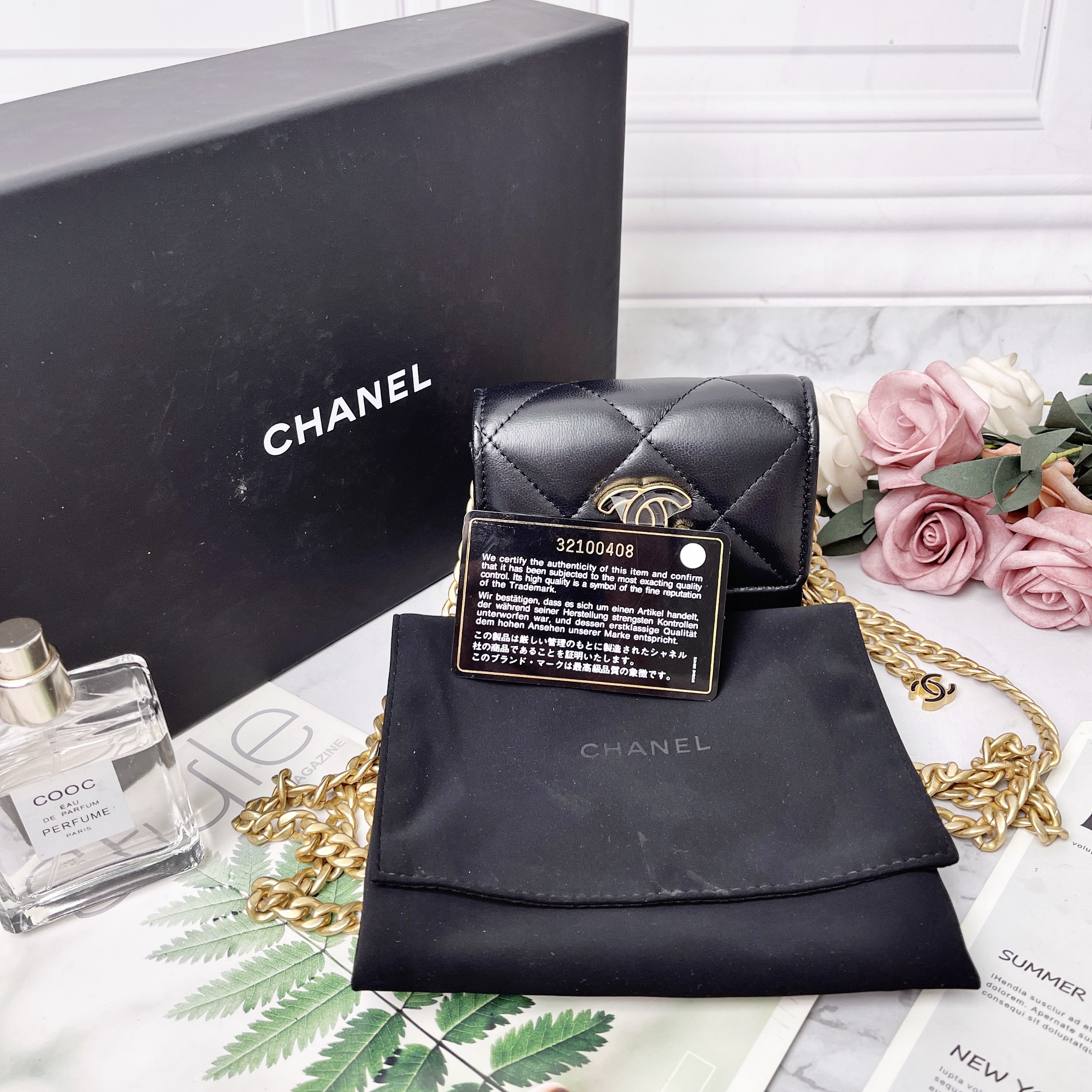 95新 Chanel/香奈儿 CHANEL/香奈儿22SS迷你黑色链条包