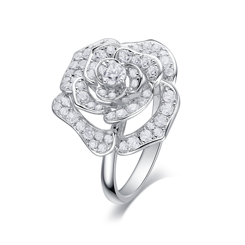 DSR00058-1 大版经典山茶花“人间富贵花”18K金钻石戒指