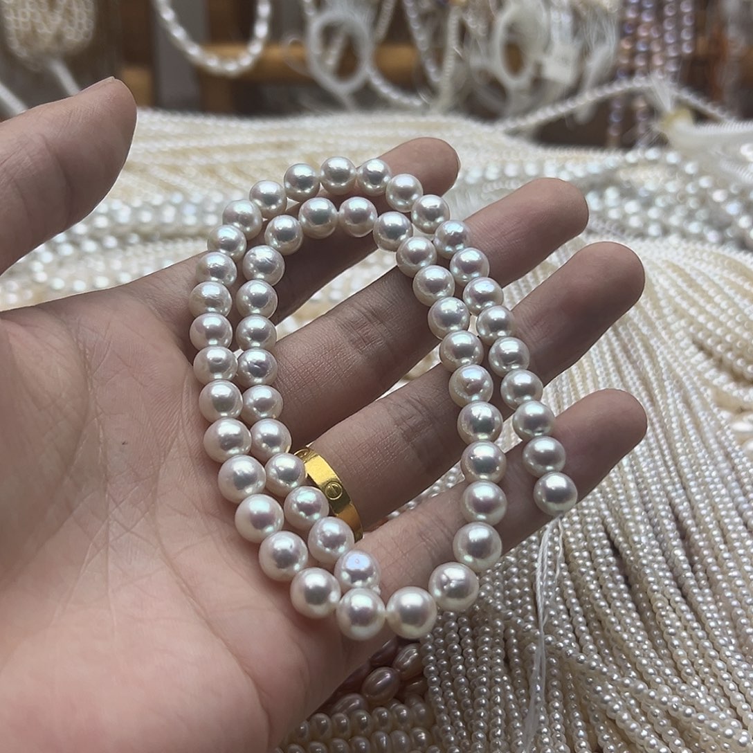 林***洁半成品淡水珍珠未镶嵌7-8白圆巴拍三发一