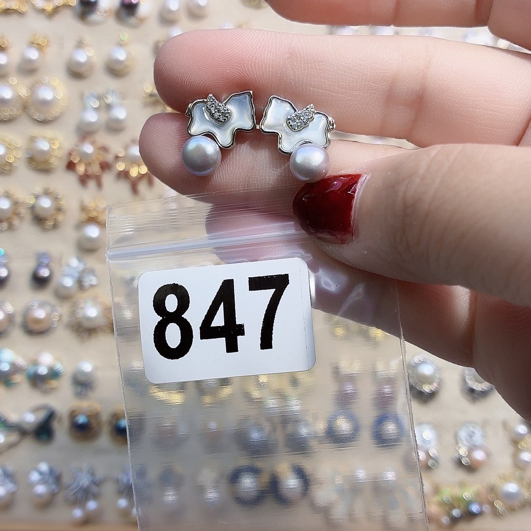 合金淡水珍珠耳饰