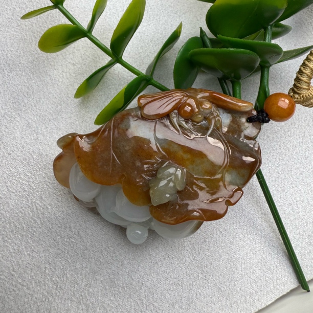 天然缅甸翡翠荷花亭亭玉立瓜瓜来财