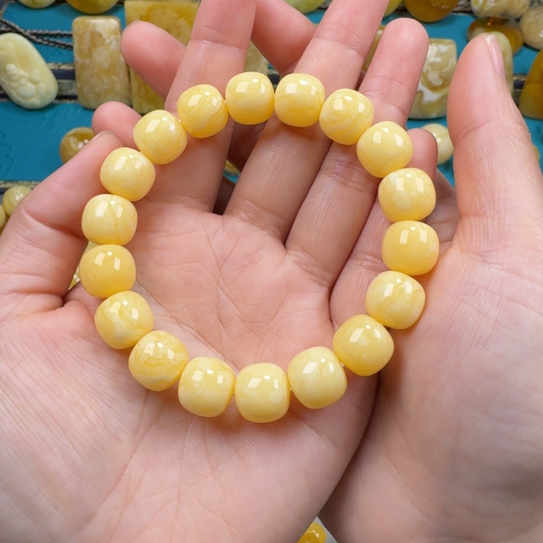 蜜蜡手链未镶嵌宏*蜜蜡