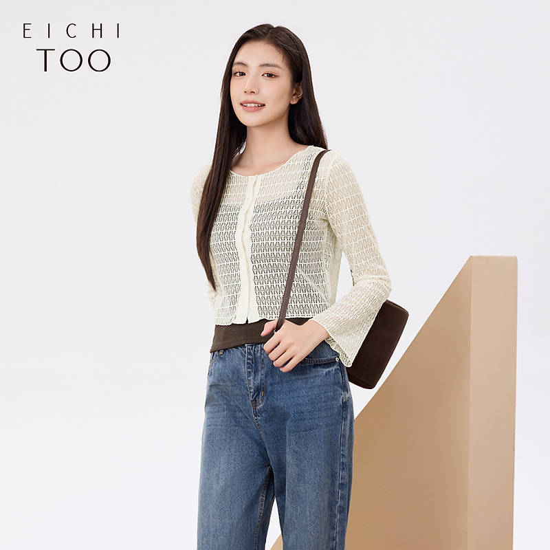 爱居兔美拉德风打底衫女新休闲时尚长袖针织衫ENZCJ3P007A