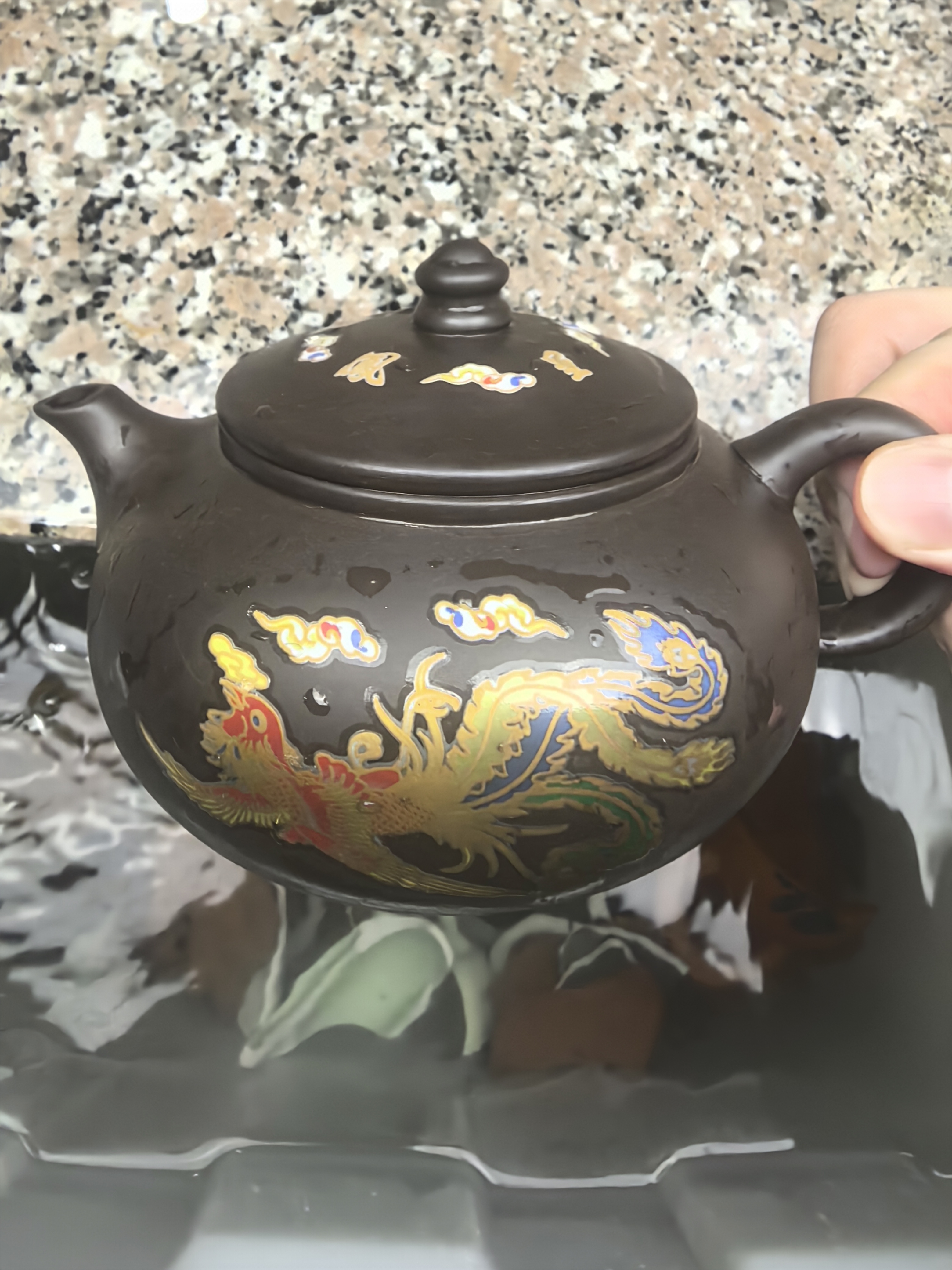 【闪购商品】深井老紫泥龙凤呈祥寒江壶G