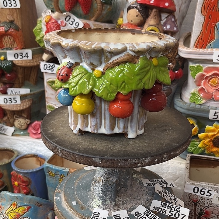 粗陶材质多肉花盆发货两个