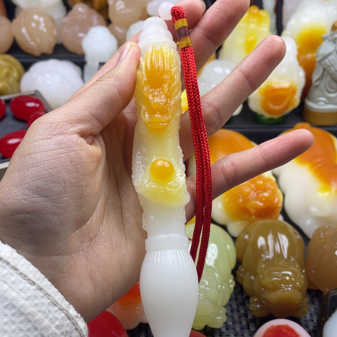 原石雕刻把件 文昌笔