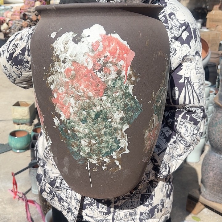 红陶油画口径26高度41