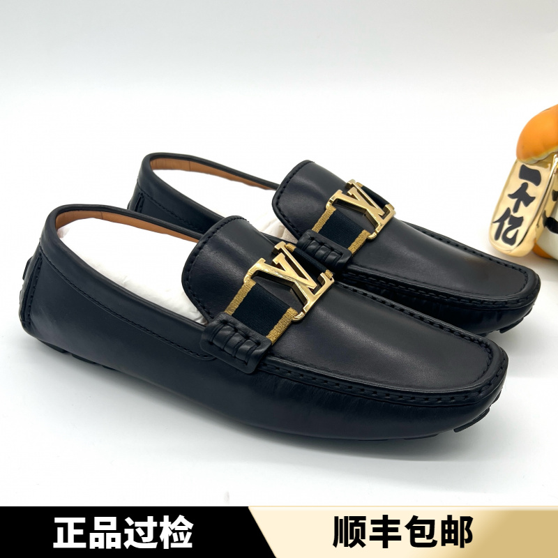 未使用 LouisVuitton/路易威登 全新黑色皮面金色扣驾车鞋 多尺码