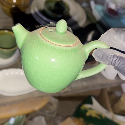 酃***子瓷片一壶四杯一套漏