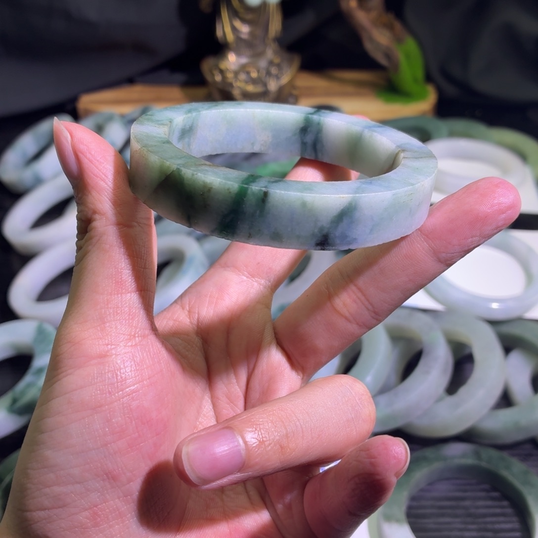 定制翡翠未镶嵌天然纹理随机，追求完美者慎拍