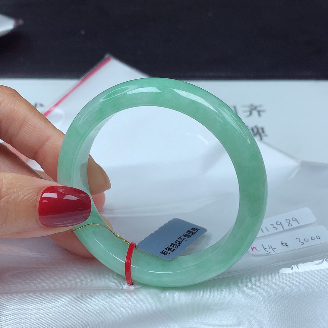 翡翠未镶嵌手镯54圈3989