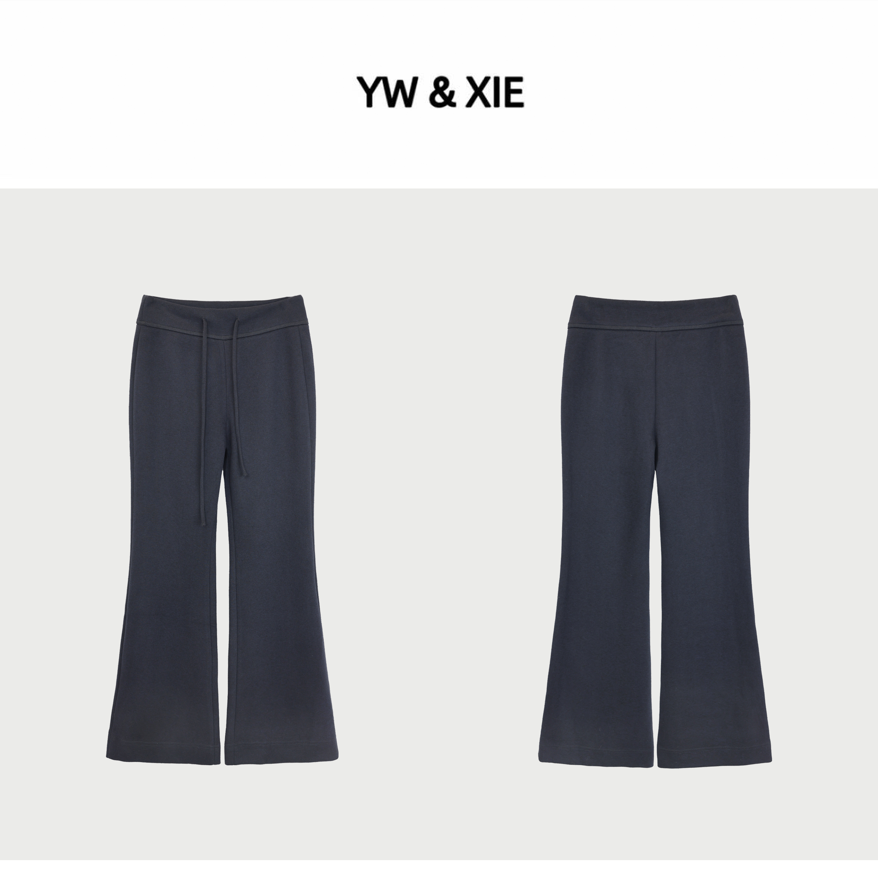 YW&XIE<9973> 绵羊毛 高腰微拉裤休闲裤休闲风磨毛秋季喇叭裤长裤