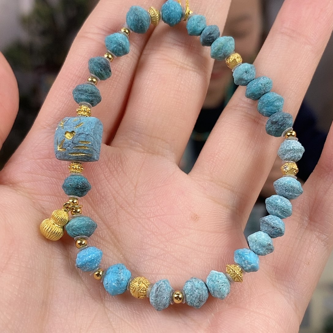 绿松石银S925镀金镶嵌珠宝奇石