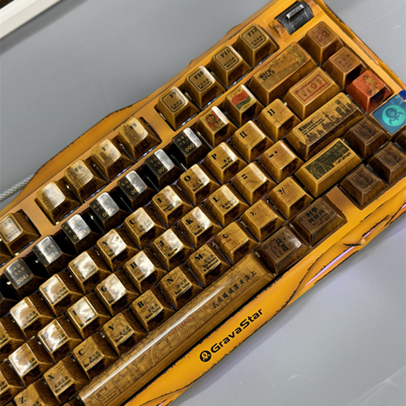 老上海创意主题键帽金属质感耐摩擦PBT材质原厂高度wooting75配列