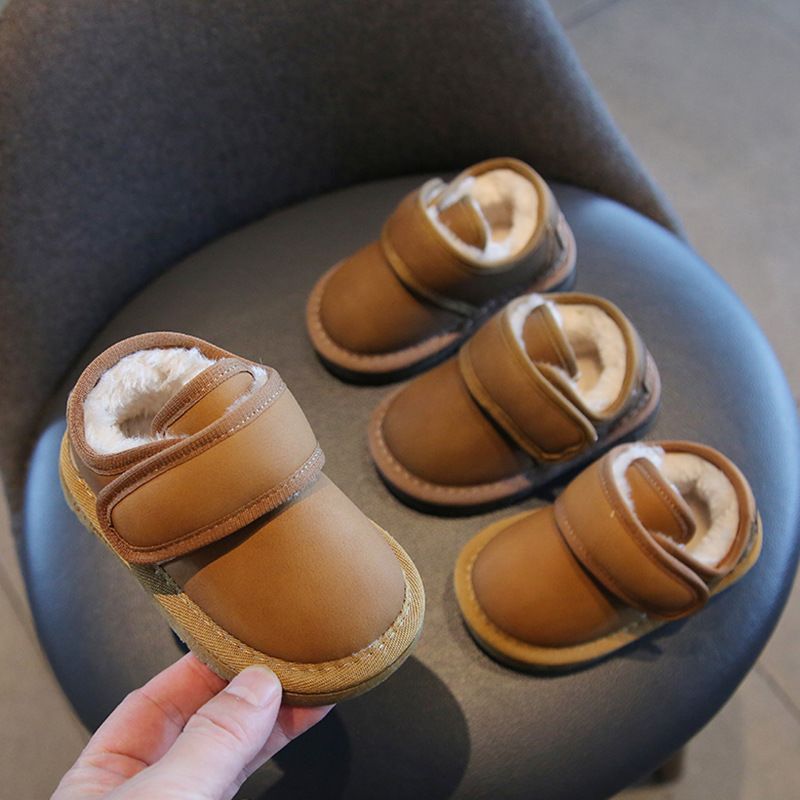 儿童雪地靴男女宝宝棉鞋加绒加厚保暖皮棉靴女童鞋防水学步鞋小童