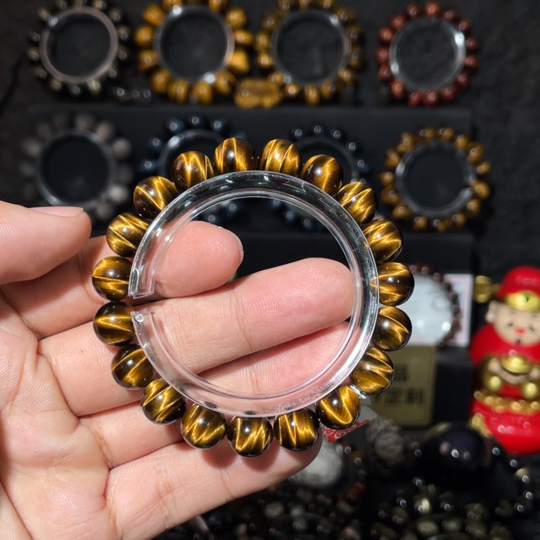 开***心木变石未镶嵌手链10黑金黄虎