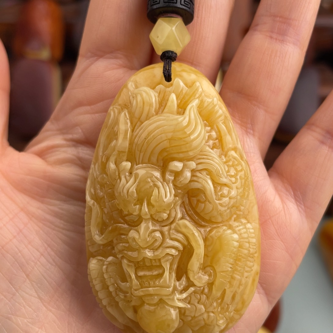 定制琥珀未镶嵌蜜蜡龙手把