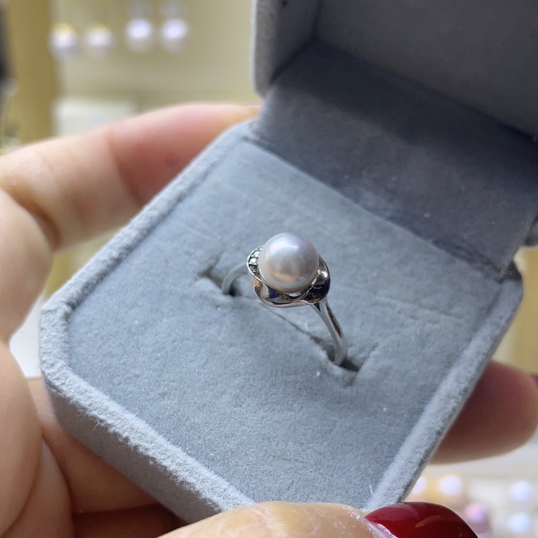 海水珍珠戒指银S925镶嵌