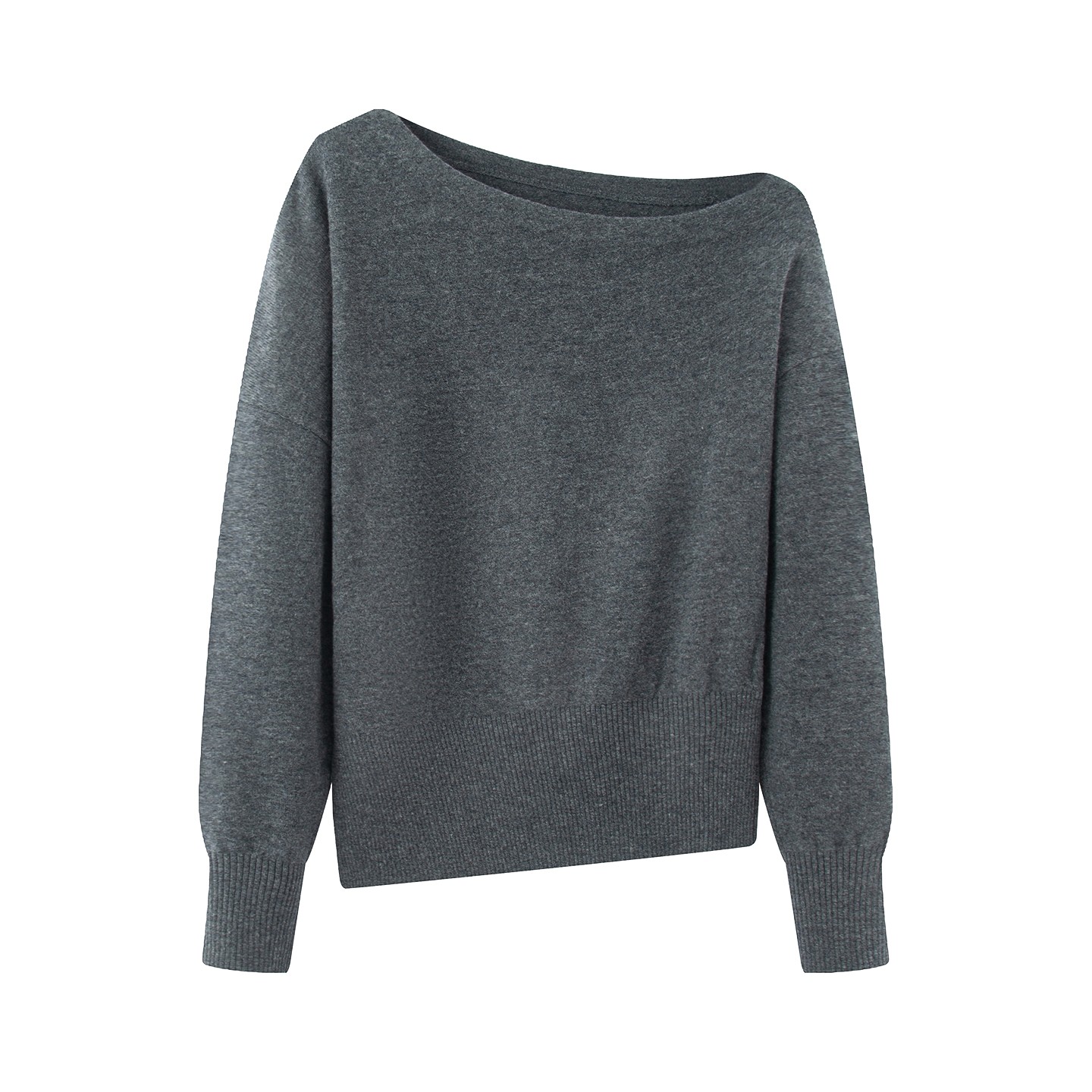 艾家商场同款2025年秋装新款不规则漏肩长袖针织衫毛衫804127