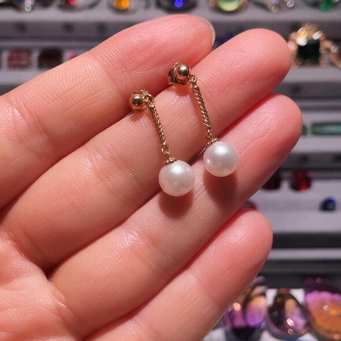 海水珍珠耳饰18K金镶嵌